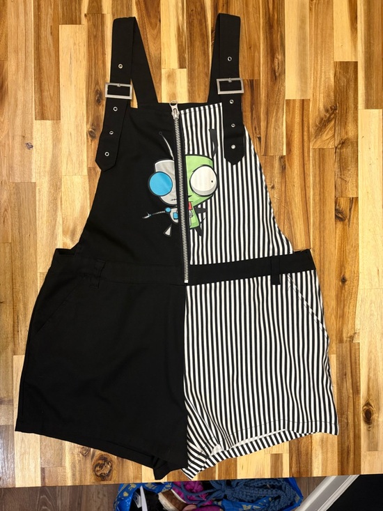Nickelodeon Pants - Nickelodeon Black and White Striped women’s Overalls